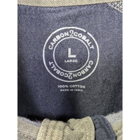 Carbon 2 Colbalt Pullover Mens Large Pique Knit 1/4 Button Contrasting Trim - Picture 4 of 10